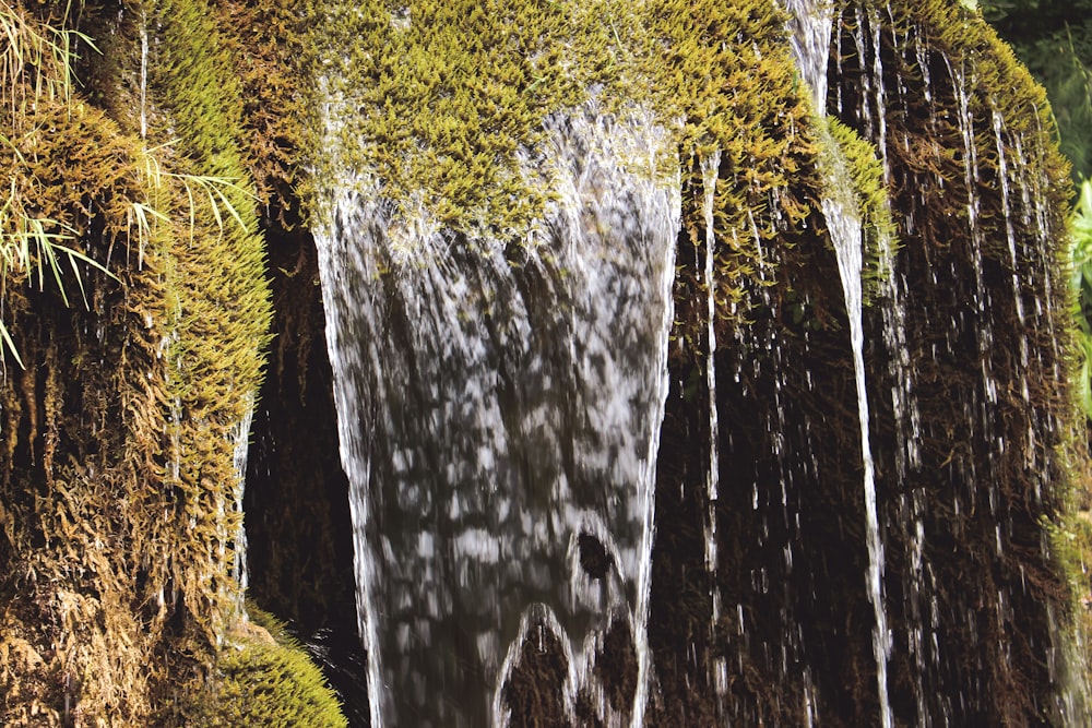 long-exposure photography of waterfalls