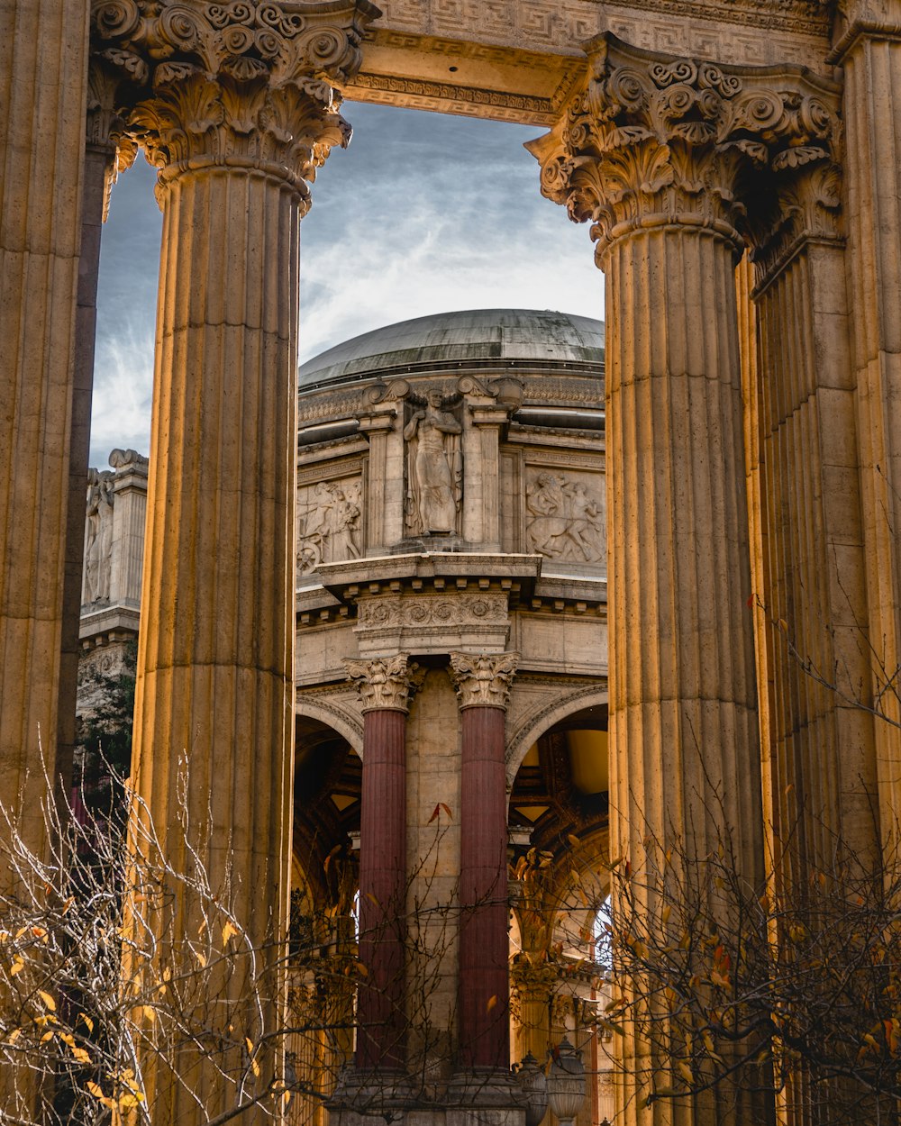 two brown Corinthian pillars