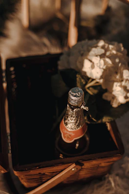 A cozy baby shower setup with elegant champagne and soft gold touches.