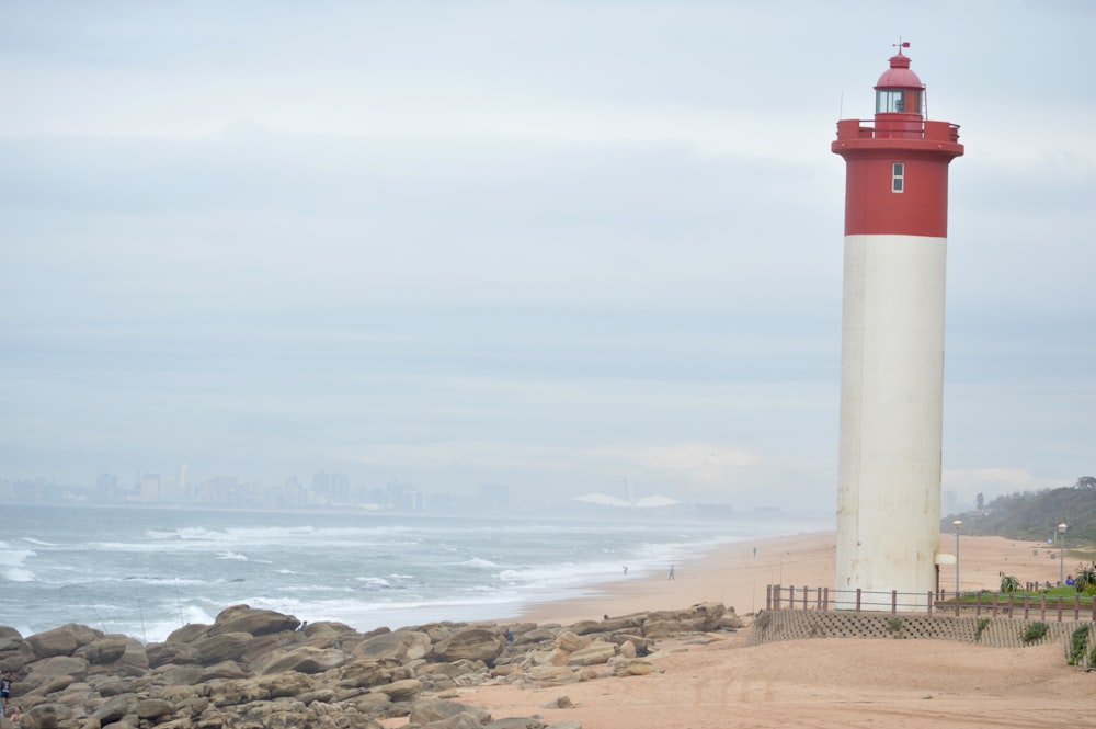 white and red lighthouse