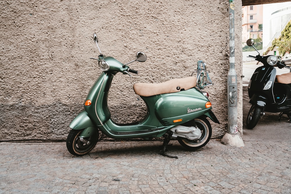 green motor scooter