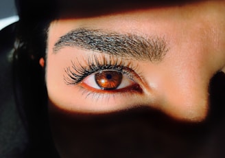 closeup photo of a woman's red eye