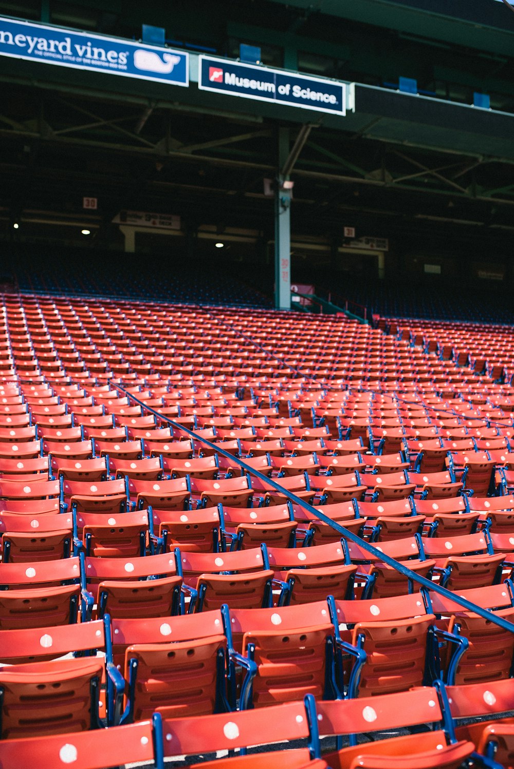 empty red chairs