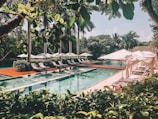 white and blue swimming pool