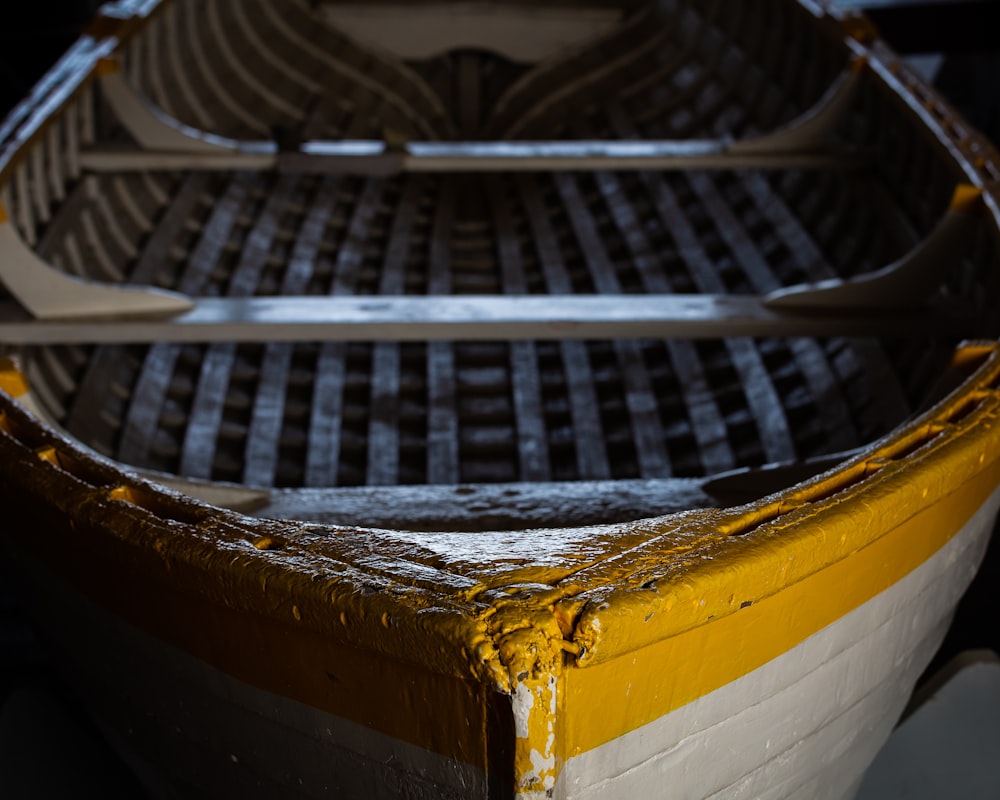 a close up of a boat on a body of water