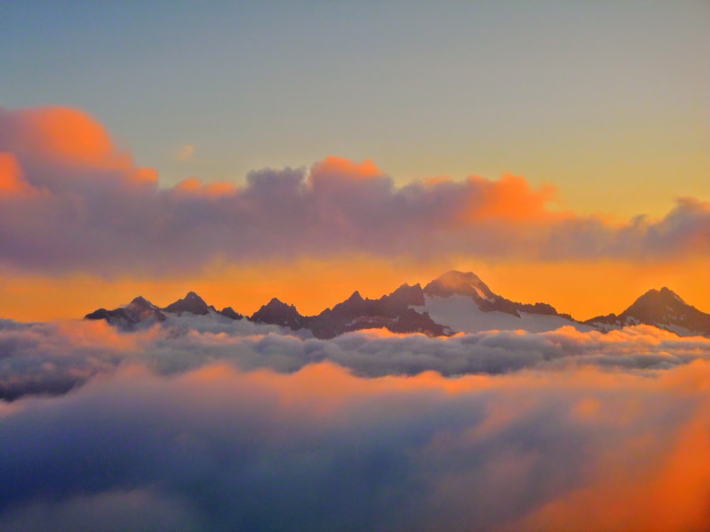 mountain with clouds