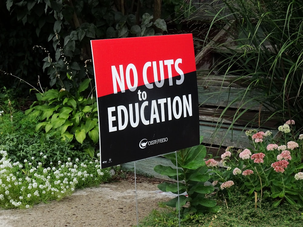No cuts to Education signage