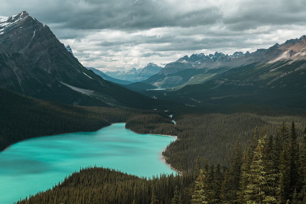 icy mountain and lake scenery