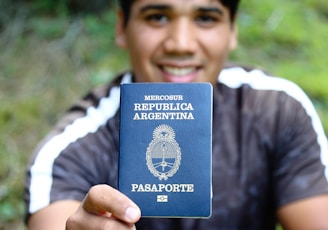 man holding passport