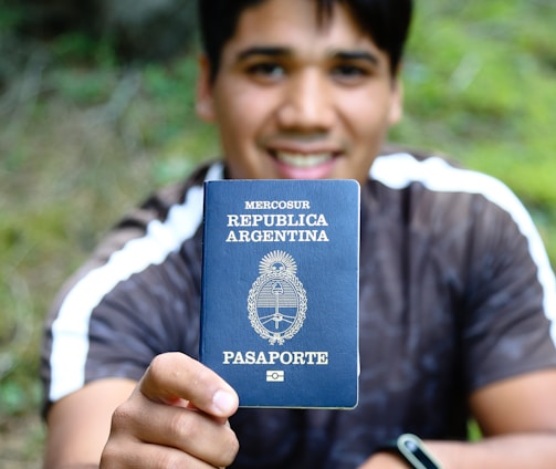 man holding passport