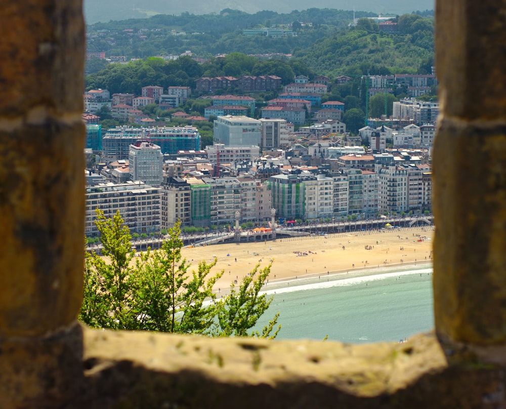 aerial photography of city buildings by the sea