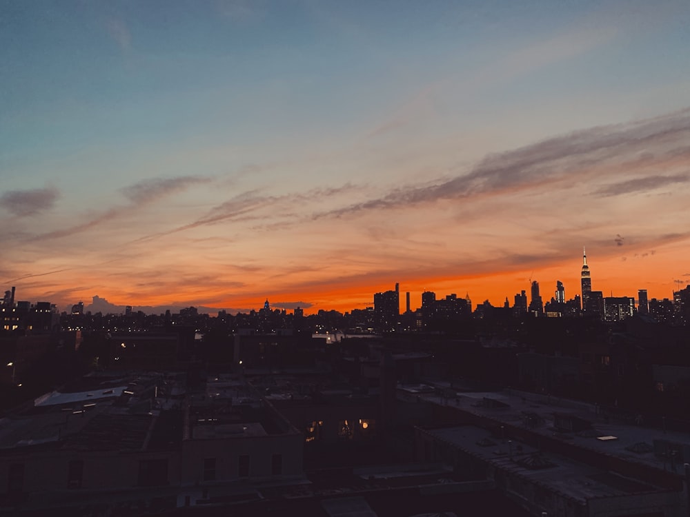aerial photography of city skyline during golden hour