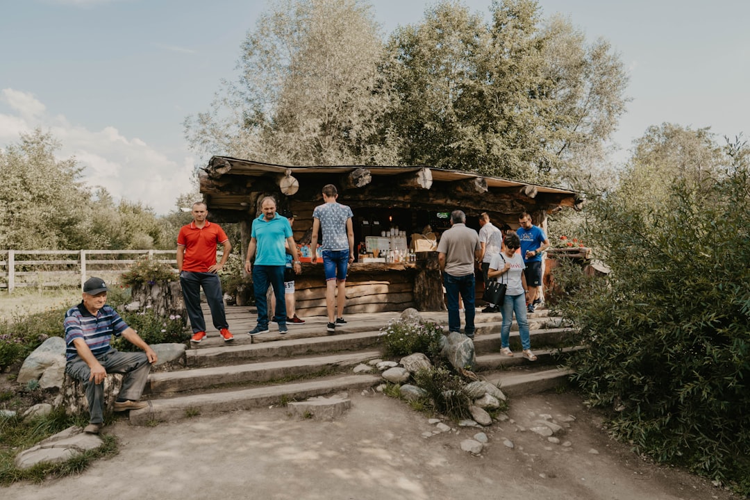 people walking on concrete staircase