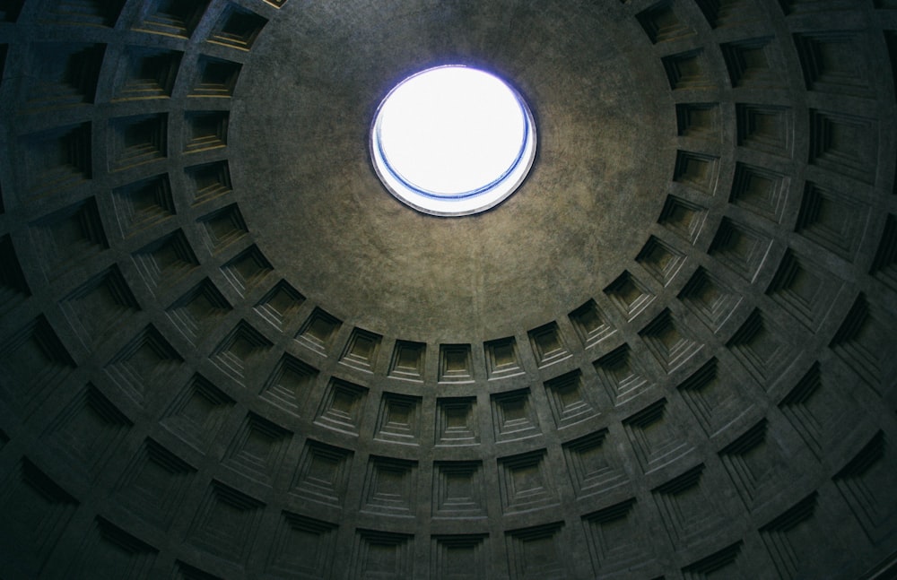 a round window in the ceiling of a building