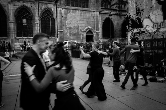 people dancing on street