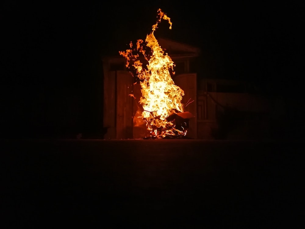 boxes burning during nighttime