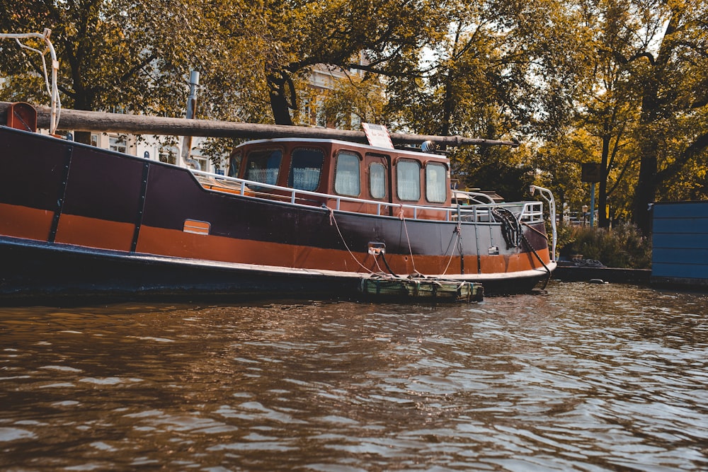 orange and brown boat
