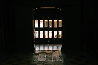 Daylight view of different door styles arranged for client consultation