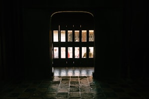 A glass door gleaming after a thorough interior wash, sunlight streaming through to illuminate the room.