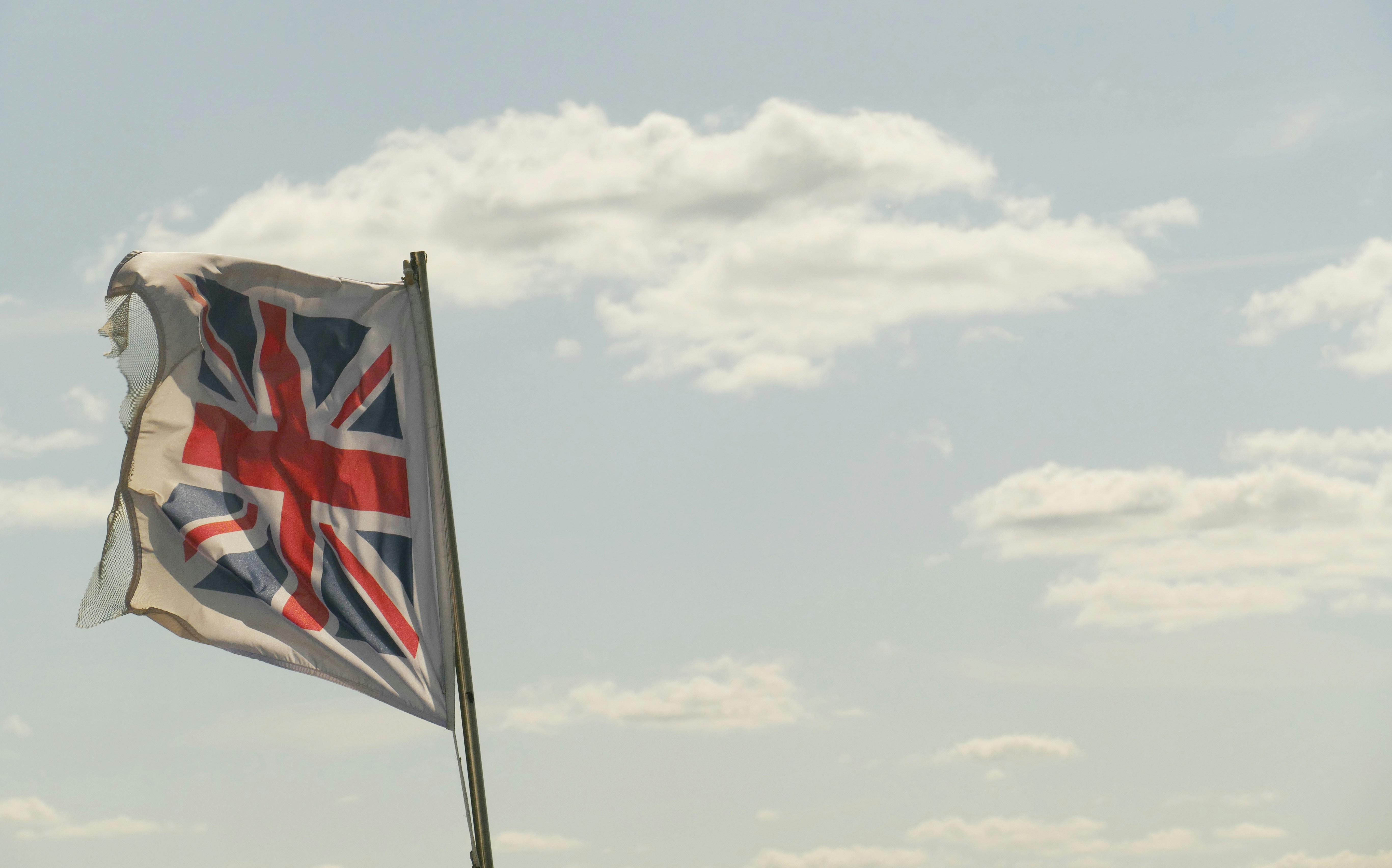Union Jack in the clouds.
