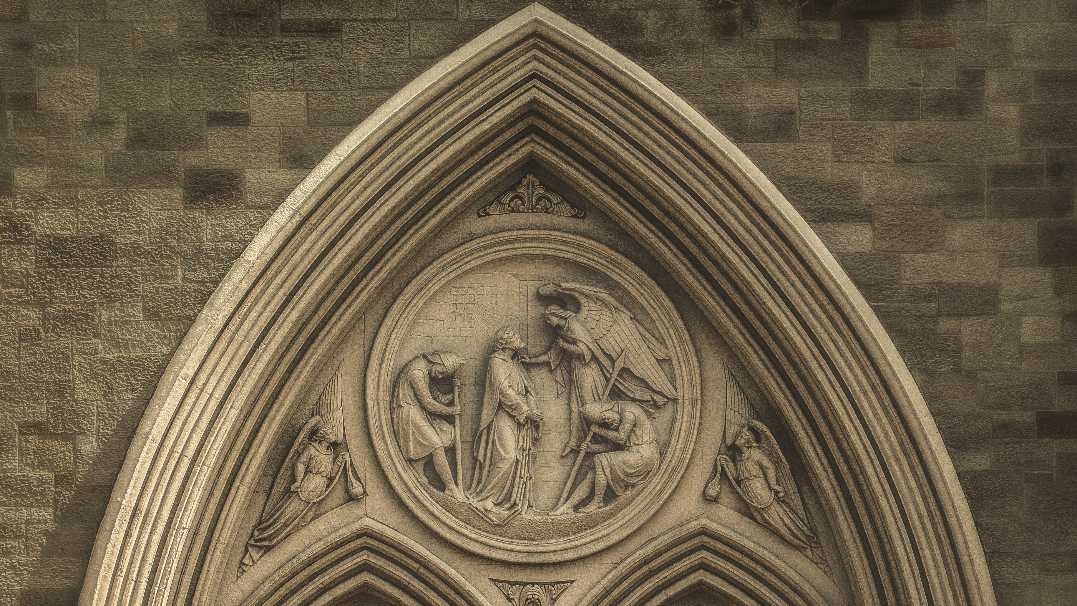 Angel appearing to St. Peter in the jail cell from Acts 12.