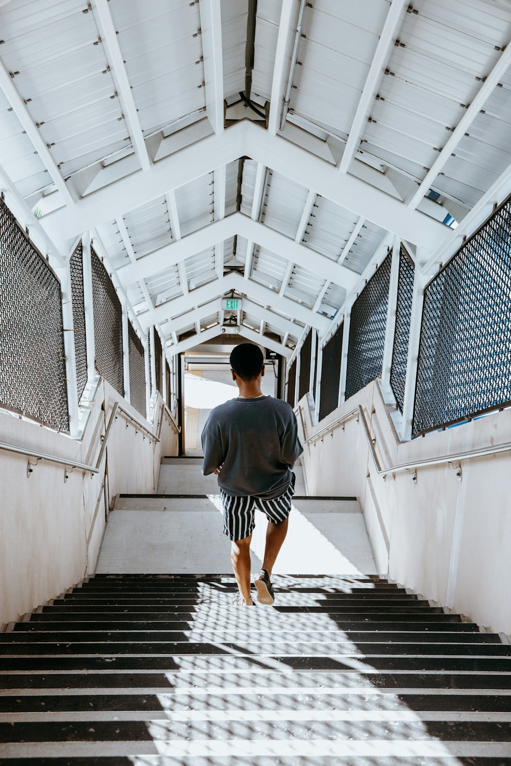 man going downstairs