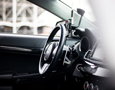 Sleek dashboard organizers and phone mounts neatly installed in a car