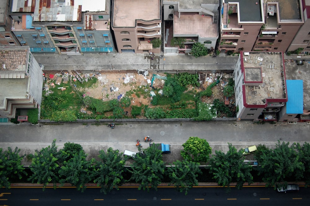 birds eye photography of building structures