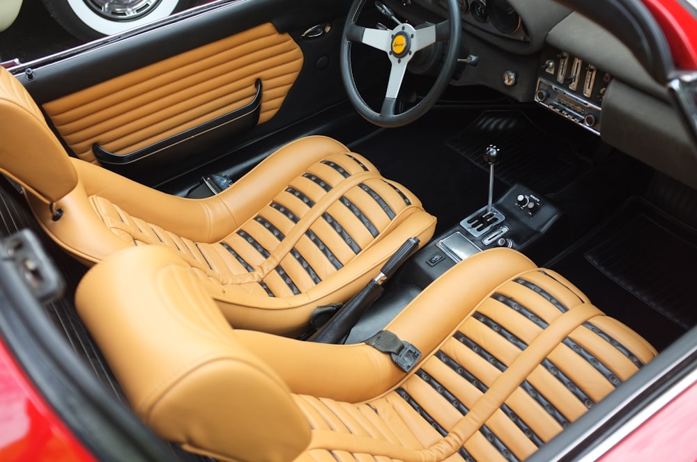 brown and black vehicle interior