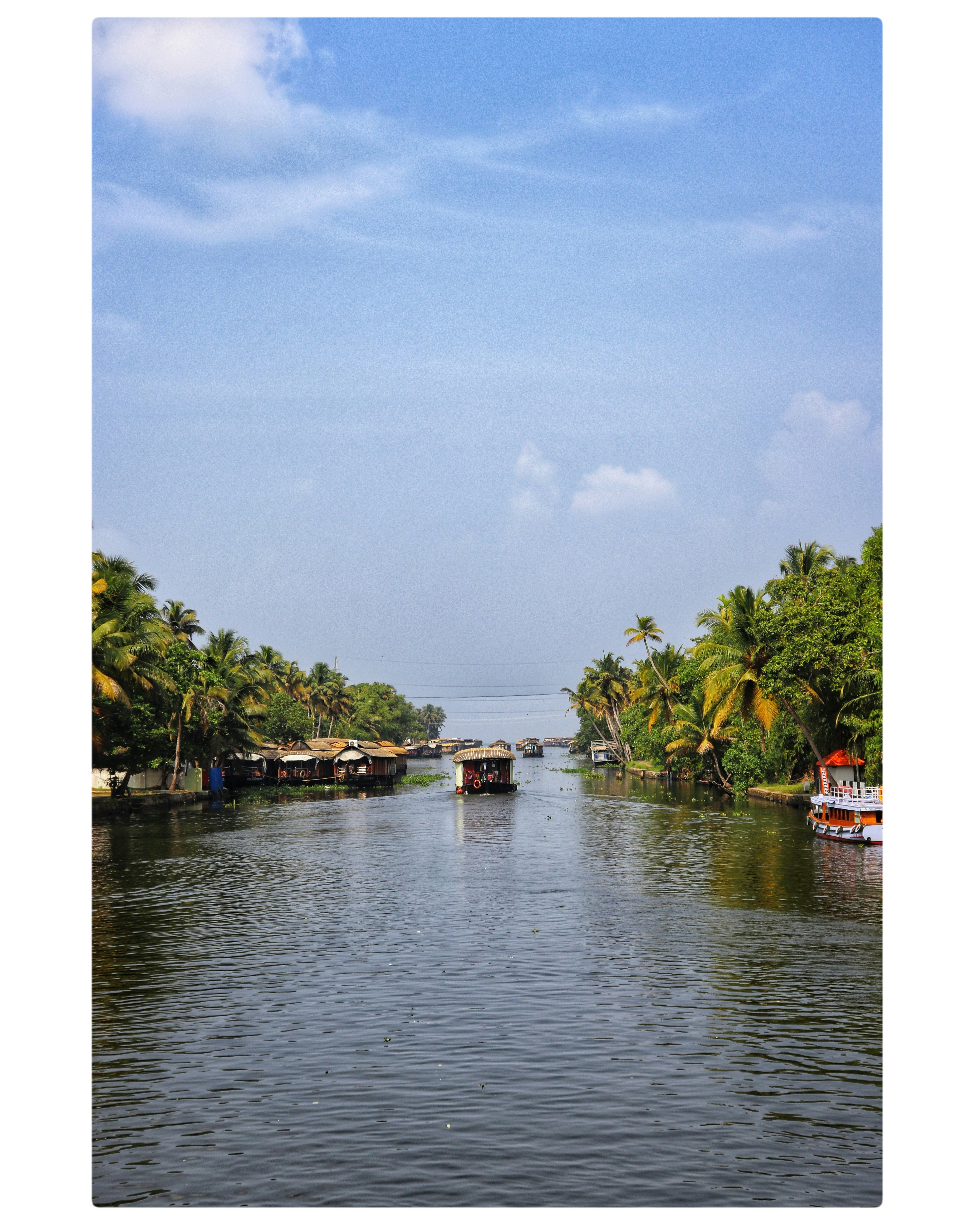 The backwaters of Kerala. Life in a houseboat.