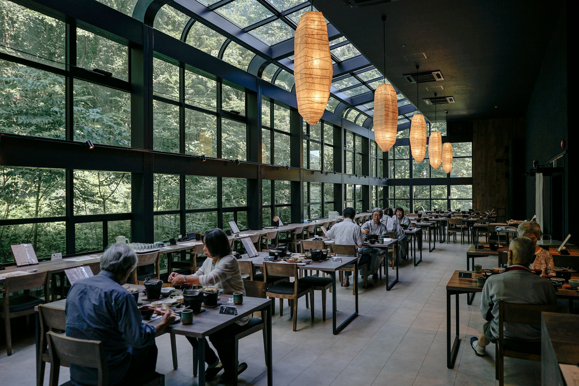 people sitting on tables