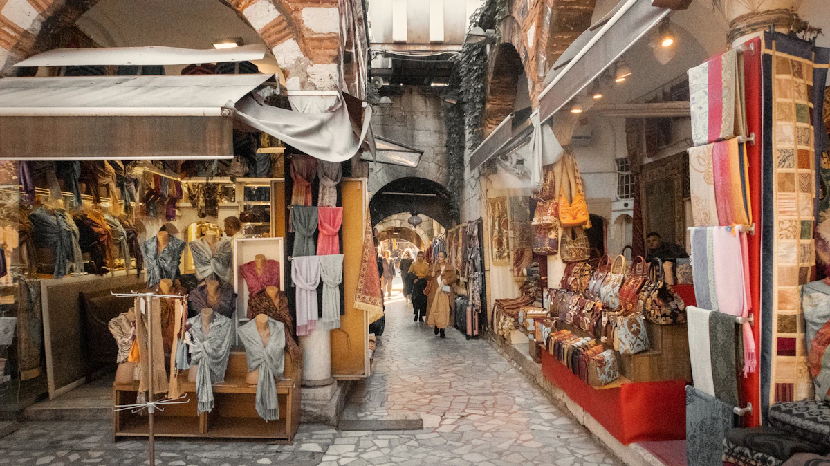 Turkish market stall with ceramics and decor