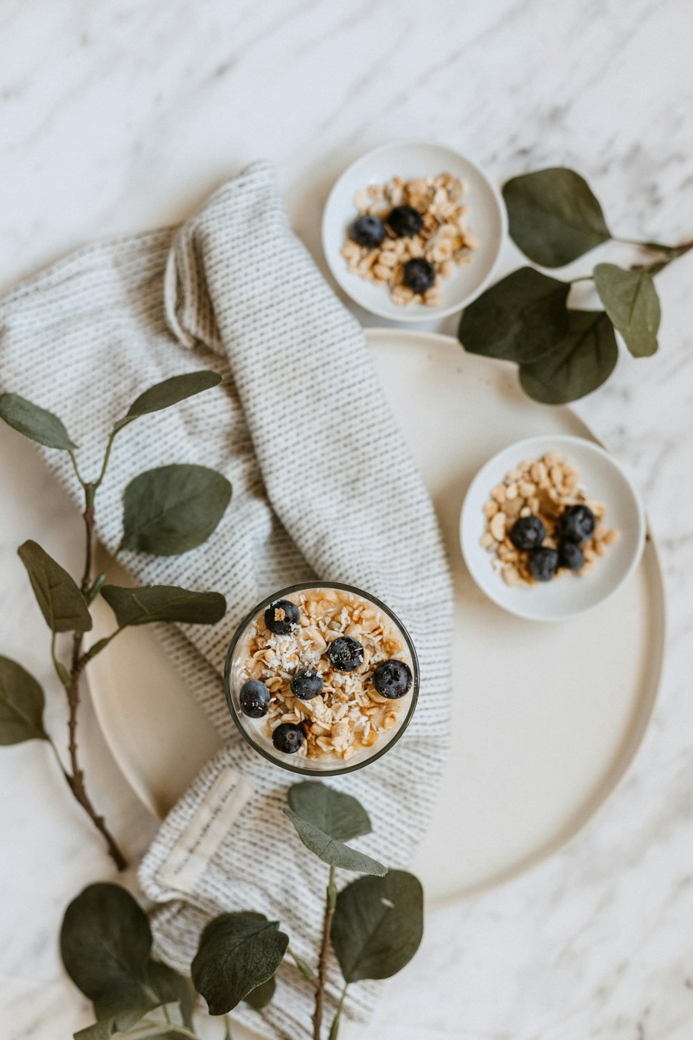 cups on plate on table