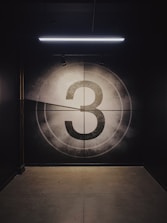 black number 3 wall paint