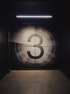 black number 3 wall paint