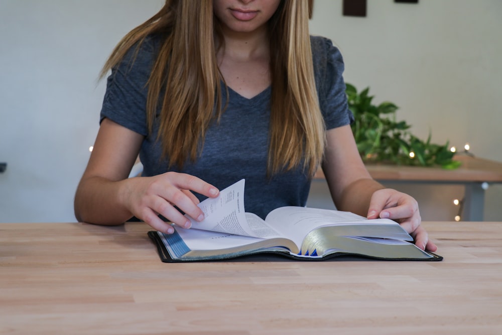 woman reading book