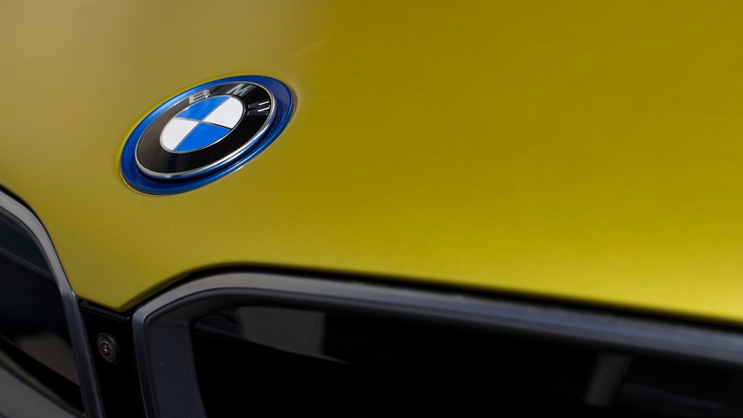 yellow BMW car front grill