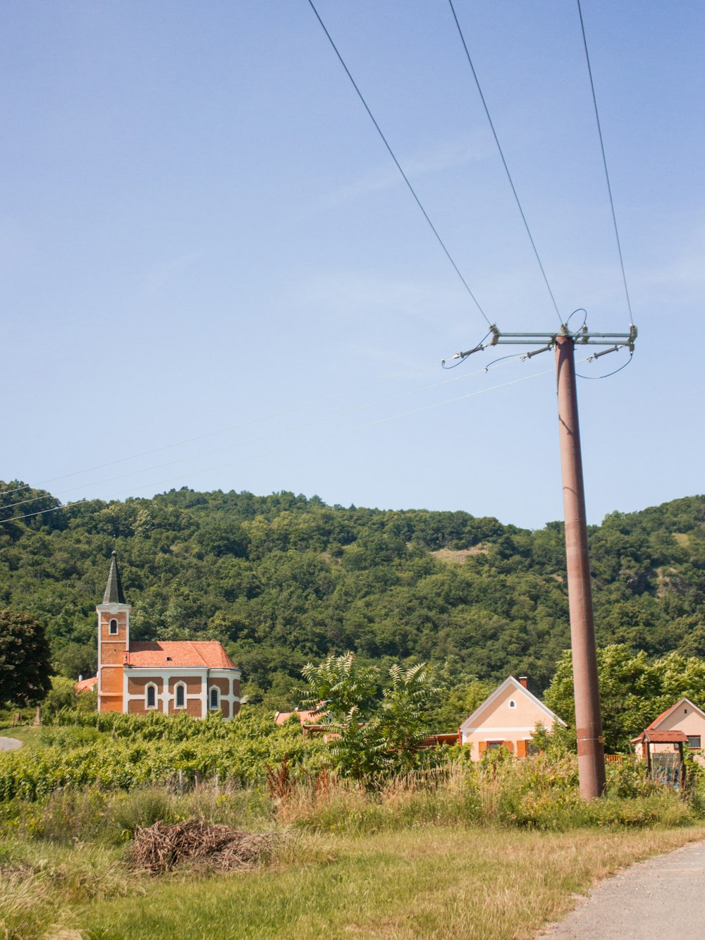 utility post near houses