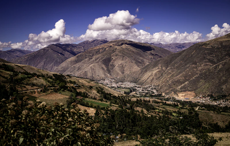 Green Andean countryside under cloud near the Sacred Valley