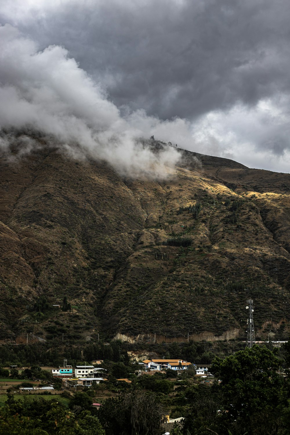 town near mountains