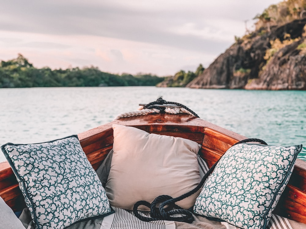 two pillows in boat