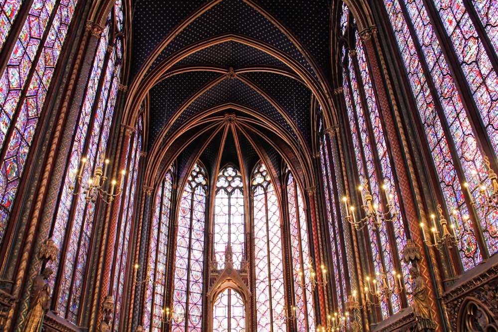 low-angle photography of inside building