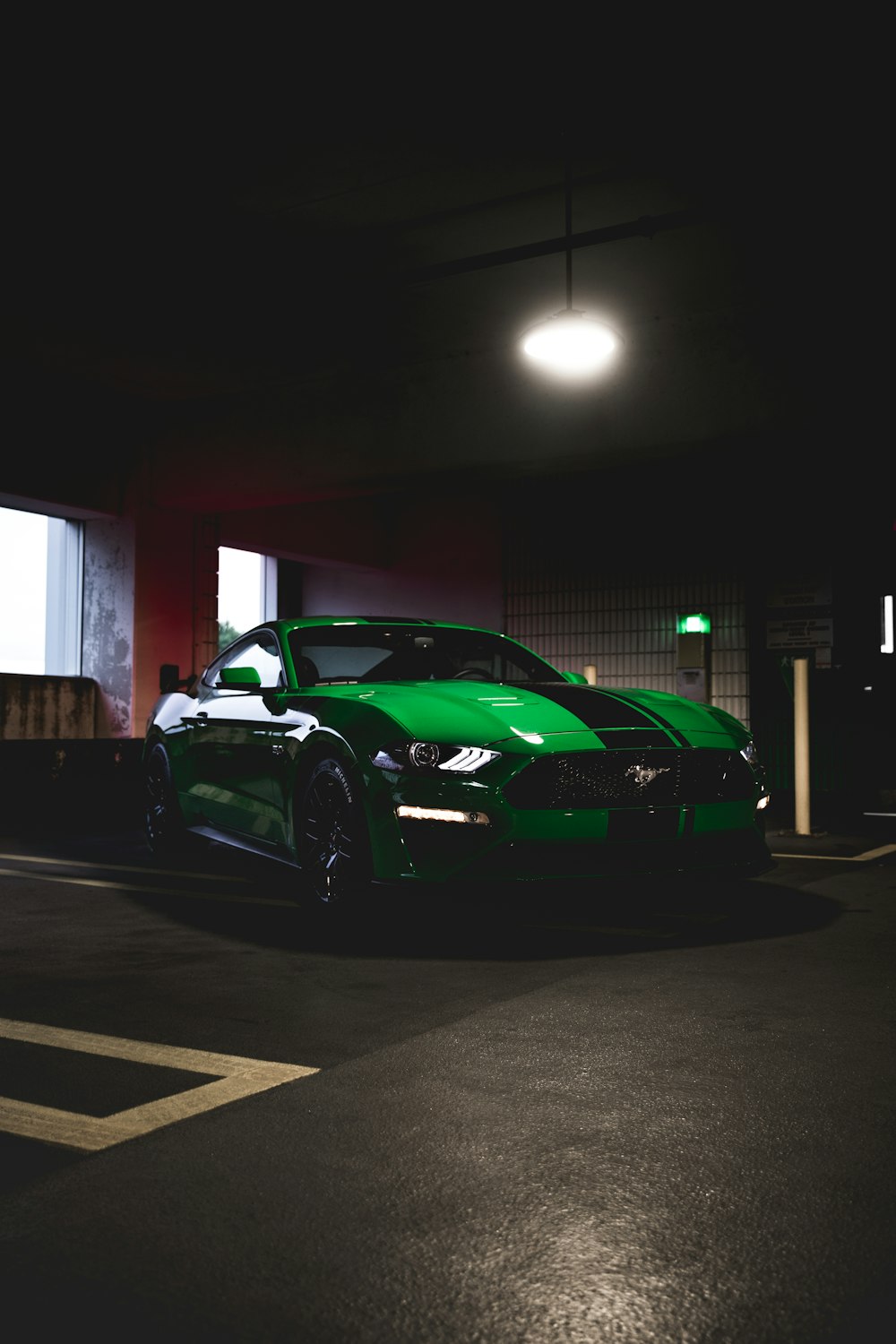 green Ford Mustang