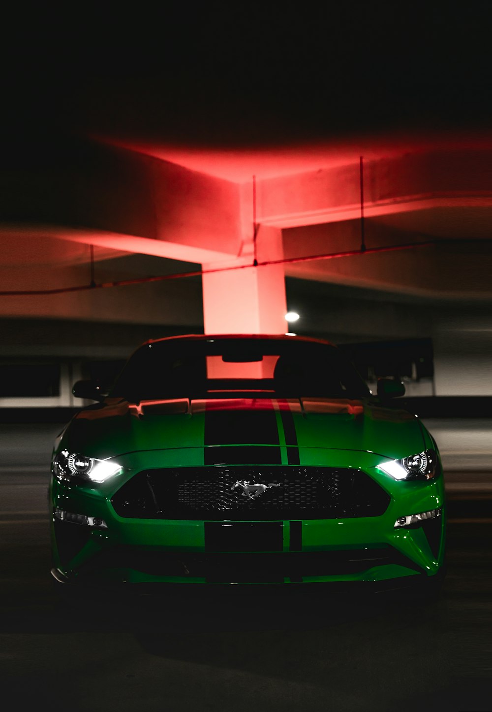 green Ford Mustang coupe