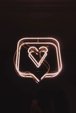 lighted square heart neon signage