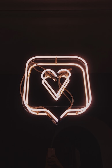 lighted square heart neon signage