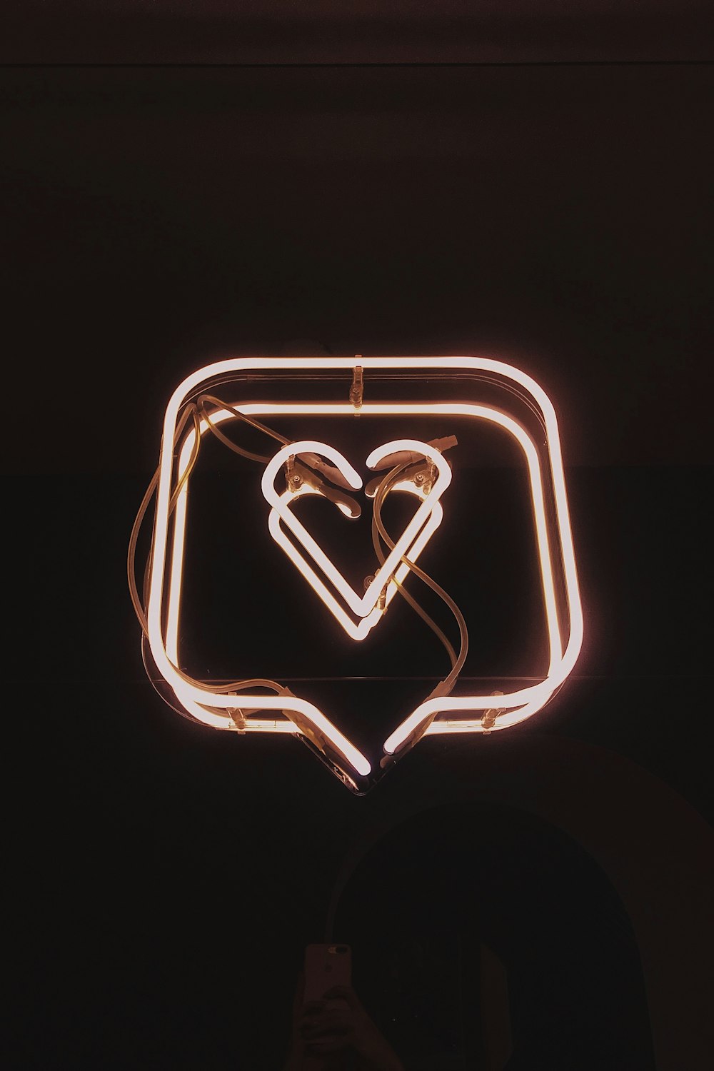 lighted square heart neon signage