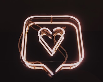 lighted square heart neon signage