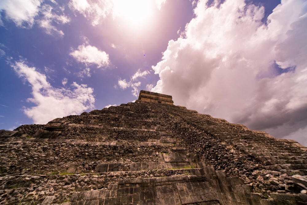 a very tall pyramid with a sky background