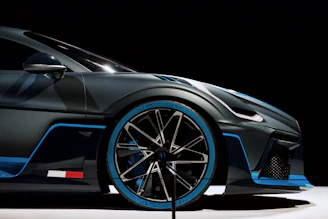 grey and blue multi-spoke wheel